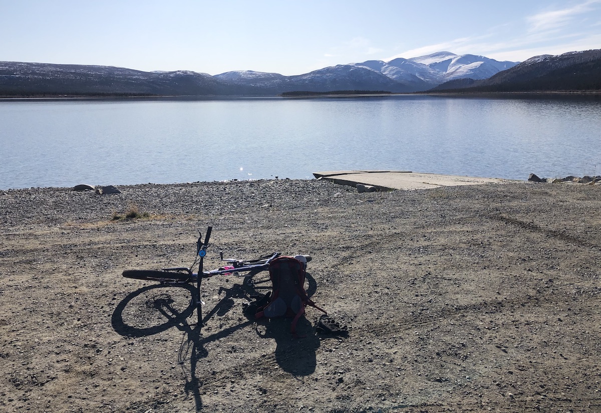 Scooping up some water at Fish Lake