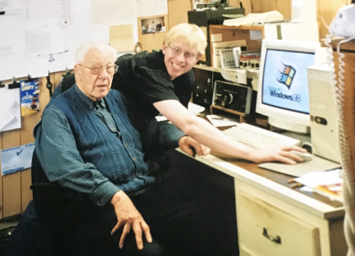 Photo of us at his computer