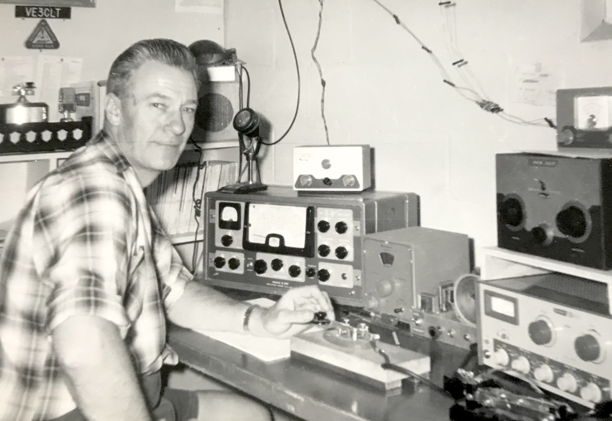 Photo of Grandy with radio, older