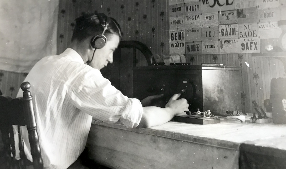 Photo of Grandy with his radio, younger