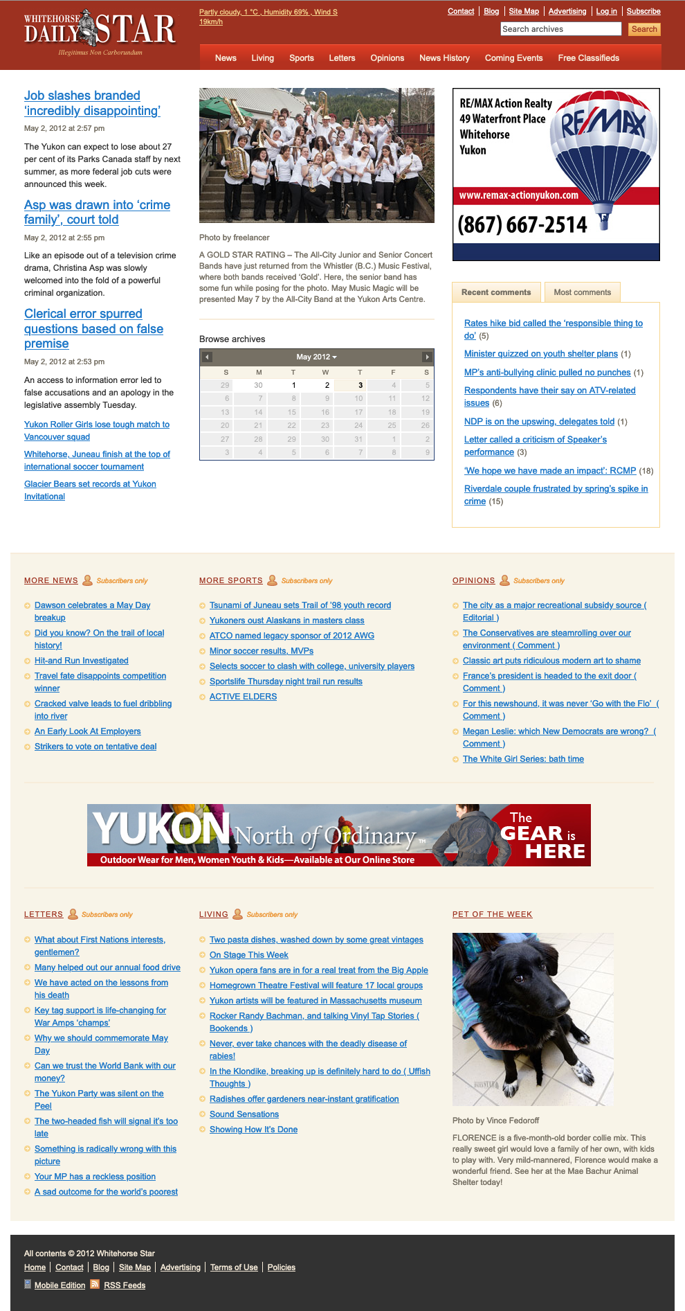 Whitehorse Star website in 2012