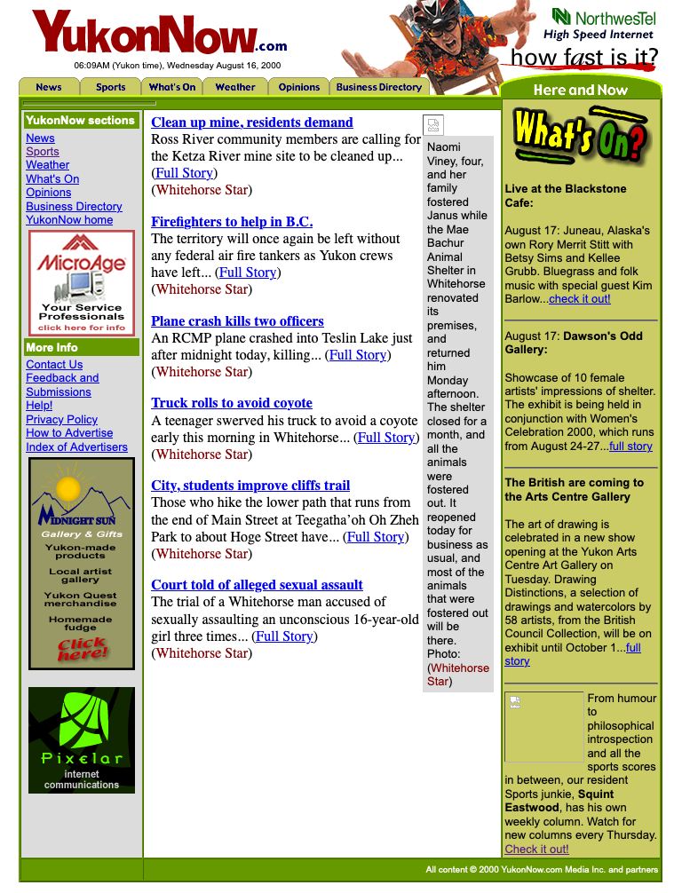 YukonNow.com in 2000