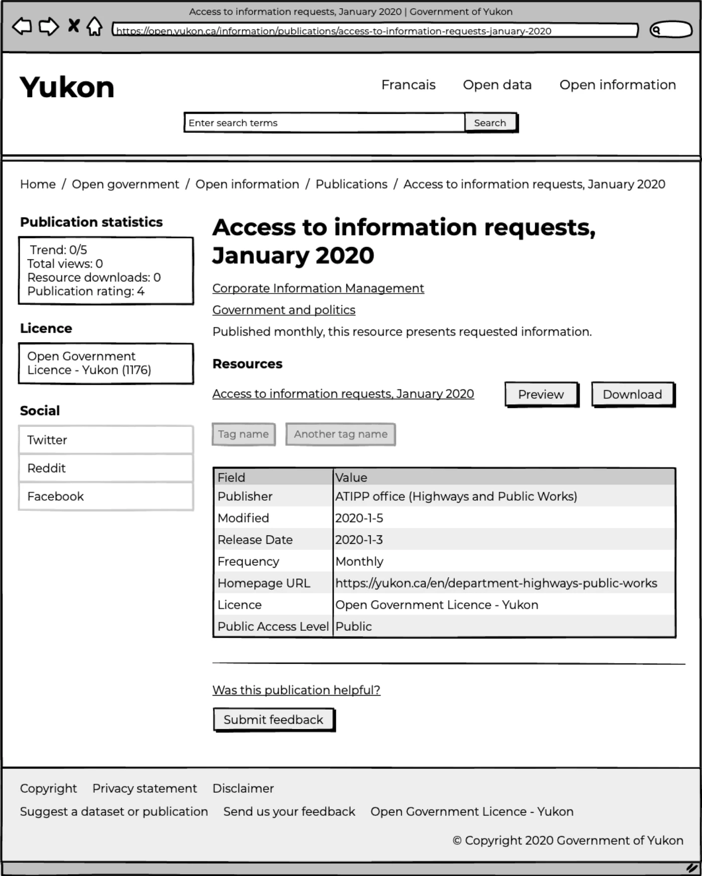 Open information website services record